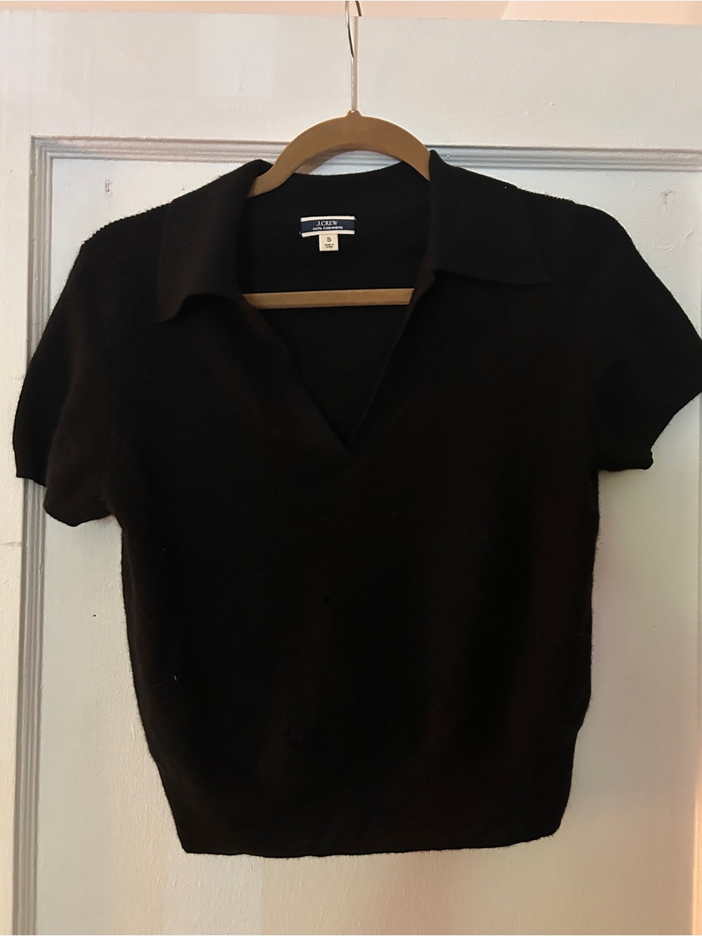 J.Crew Cashmere Black Short-Sleeve Polo Sweater